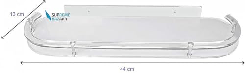 Image of 18inch Oval Transparent ABS Plastic Unbreakable Bathroom Shelf | Wall Mount Rack & Organizer for Kitchen & Bathroom | Durable, Rust-Free, Space-Saving Storage Shelf (Pack of 1)