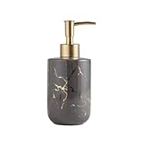 AZHKJKZH Rellenable Dispensador De Jabón Manos con Bomba Cerámica Dorada Jaspeada Fácil Llenado(Grey)