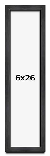 6x26 Shadow Box Frame Grey Charcoal Black | 0.875 Inches Deep | Solid Wood Shadowbox Display Frame | UV Resistant Acrylic Plexiglass, Acid Free Backing and Hanging Hardware | Brenner Frame Style