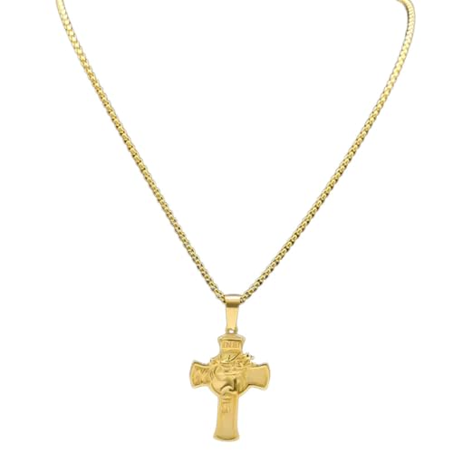 Collier pour homme avec pendentif croix vintage dorée et sa chaîne chrétienne élégante
