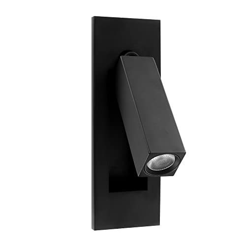 LEEKI Modern Wall Mounted Bedside Adjustable Reading LED Light Sconce - Just Lift to Turn On or Hide to Turn Off - Black