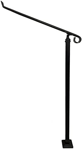 Gakee Metal Handrail for Outdoor Stairs, 2 Step Railings 46 Inch Height, Wrought Iron Handrails with Installation Kit for Indoor Outdoor Garden Steps (2 Step)