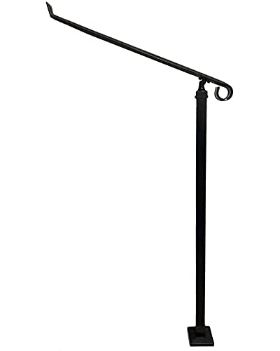 Gakee Metal Handrail For Outdoor Stairs, 2 Step Railings 46 Inch Height, Wrought Iron Handrails With Installation Kit For Indoor Outdoor Garden Steps (2 Step) #TOP2