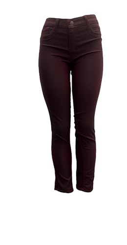 Focus Womens Solid Front Zipper Back Pockets Belt Loops Revesible Denim Pants2