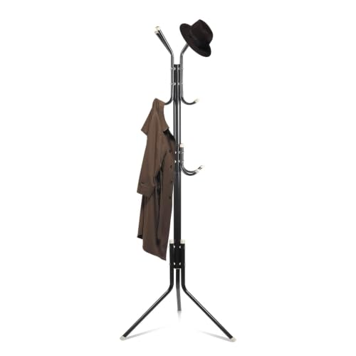 Image of LEOPAX Metal Coat Rack Stand with 12 Hooks, Freestanding Garment Rack, Coat Hanger Stand, Hall Tree Organizer for Entryway, Bedroom, Home & Office, Black