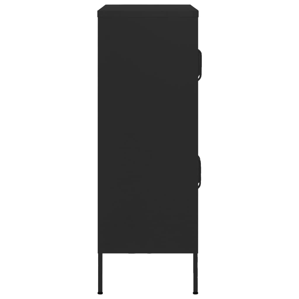 Armario de almacenamiento negro de acero 80 x 35 x 101,5 cm con 4 puertas y 2 estantes ajustables en altura, con cerradura, con niveladores, ideal como archivador, armario de almacenamiento