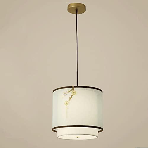 Lámpara de araña china LED, farol de tela, lámpara colgante de techo clásica para interiores, ideal para dormitorio, mesilla de noche, sala de estar, pasillo, comedor, cocina, isla/Azul/30 x 27 cm