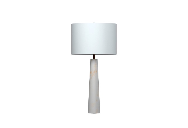 Image of SAFAVIEH Delilah Table Lamp 30 inch, Alabaster White TBL4067A | 30 inch Table Lamp, Genuine Alabaster, Drum Shade, Rotary Switch, LED Bulb Included, Easy Assembly
