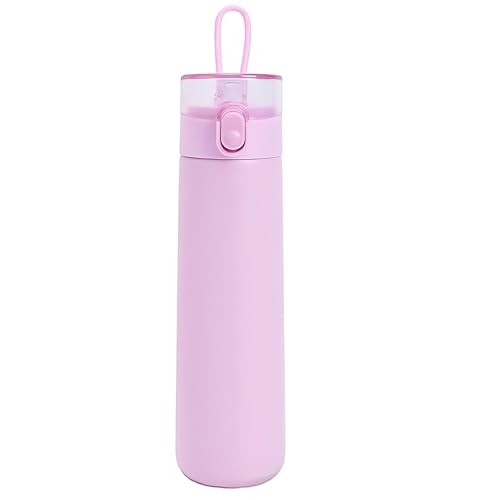 250ml Insulated Small Water Bottle with Straw - 304 Stainless Steel Flask with One-Hand Open Design, Leak-Proof Locking Lid Flask, 4-6 Hours Hot/Cold Retention and Portable for Coffee, Milk(Pink)