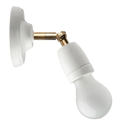 TRDEWR Applique Murale LED En Céramique À Angle Réglable Avec Bras Cuivre Et Douille E27, Idéale For Une Chambre, Un Couloir Ou Salon Ambiance Chaleureuse Et Confortable(WHITE)