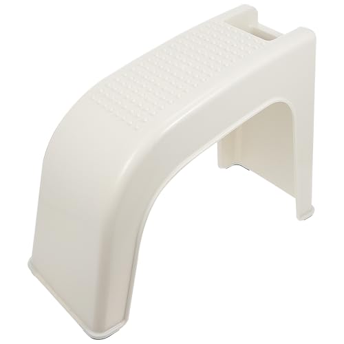 Outanaya Mini Taburete para Pedicura y Baño, Reposapiés Pequeño de Plástico Beige Ranura para Herramientas, Asiento Compacto para Salón y Cuidado Pies, Accesorio Funcional para Manicura