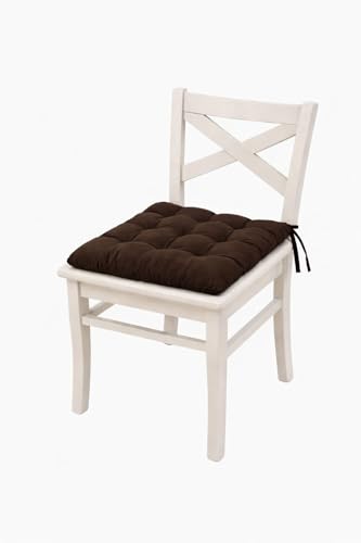 Image of A Decor Soft Cotton Chair Cushion Pad 40x40x4 cm| Comfortable Pad for Dining, Office & Study Chairs Pack of 1| (Dark Brown)