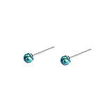 2mm Opal Stud Earrings Sterling Silver 925 Colorful Stone Tiny Ball Cartilage Earrings Tragus Studs Piercing Barbell Mini Small Earrings Dainty Jewelry for Women Sensitive Ears (Green)