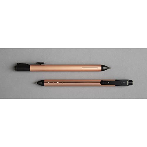 Tul® Fine Writing Solid Metal Barrel Retractable Gel Pen With 2 Refills, Medium Point, 0.7 Mm, Rose Gold Barrel, Black/Blue Ink #TOP4