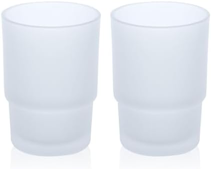AstraLoom 2 Pack Glass Toothbrush Cups for Family - 225ml Bathroom Tumblers, Matte Finish Wall ...