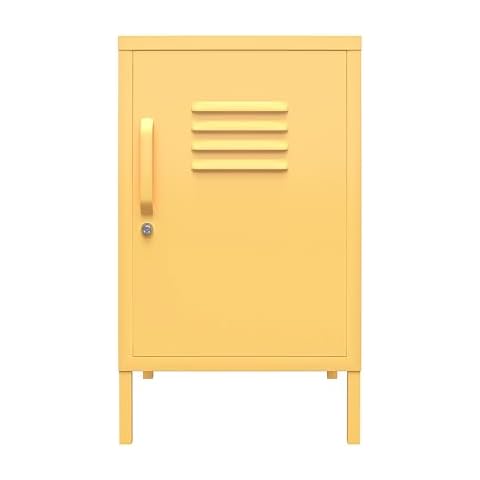 Novogratz Cache Metal Locker Style Living Room End Table, Yellow Cover