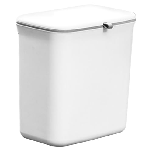 Bote de basura rectangular con tapa para cocina color blanco miniatura 1