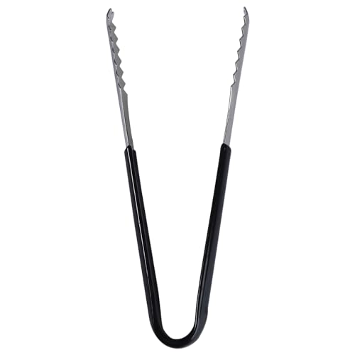 OUNONA Stainless Steel Ice Tongs with Rubber Grip Handle Kitchen Tongs for Ice Food Serving and Bartending for Restaurants Bars Catering and Home Use