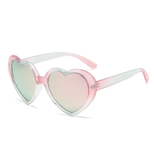 Heart Polarized Sunglasses Cute Sunglasses for Children Aged 3 to 18 Years Old, Perfect for Beach Vacations