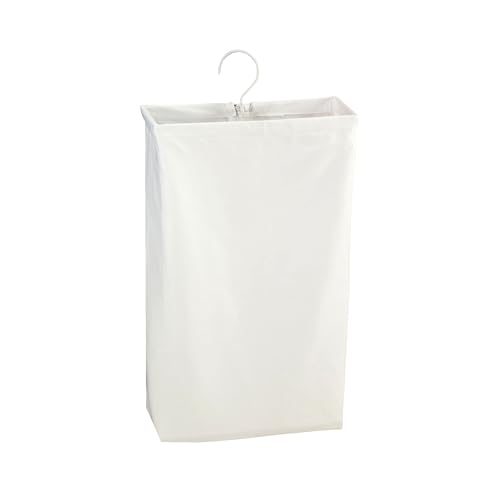 Household Essentials 148 Hanging Cotton Canvas Laundry Hamper Bag | White, 6' x 16' x 27' (Length x Width x Height)