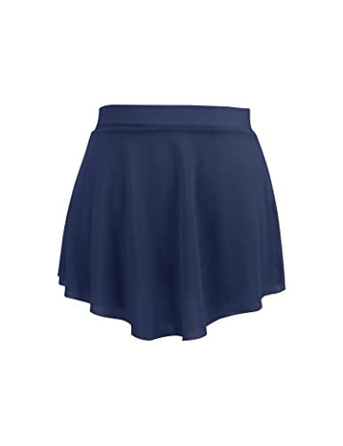 Women Soft Mesh Side Split Short Ballet Dance Skirt Navy #TOP4