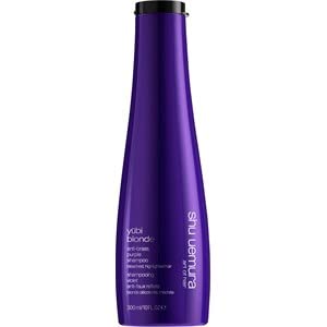 Shu Uemura, Yubi Blonde Champú antiamarillento plateado para cabello rubio y con mechas, con peonía blanca japonesa y tinte violeta, efecto neutralizador, 300 ml