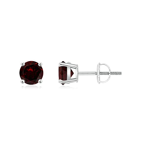 Angara Natural Garnet Solitaire Stud Earrings For Women, Girls In Sterling Silver (Grade-A | Gemstone Size-5Mm) | January Birthstone Jewelry Gift For Her | Birthday | Wedding | Anniversary #TOP3