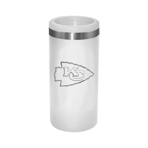 The Memory Company Officially Licensed Personalized 12oz White Stainless Steel Slim Can Holder,KCC - Kansas City Chiefs