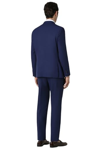 Image of Men Navy Solid Slim Fit Wedding Three Piece Suit
