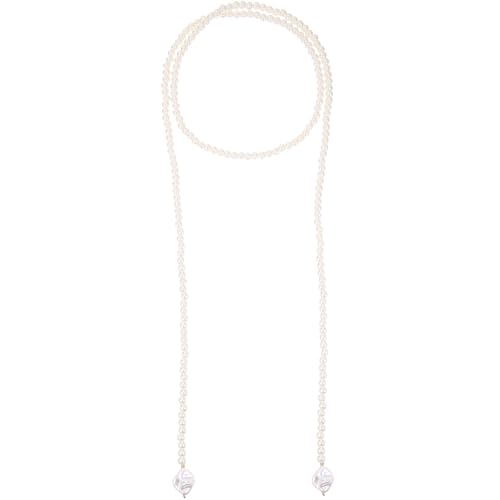 50IN Charm Long Pearl Necklace for Women - 1920s Vintage Beaded Costume Jewelry - Non Tarnish Pearl String for Wedding Guest or Birthday Gift