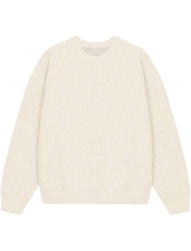 ZAFUL Unisex Loose Fit Pointelle Knit Sweater Casual Drop Shoulder Long Sleeve Pullover for Autumn Winter