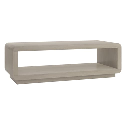 Henn&Hart 48' Modern Rectangular Coffee Table with Open Storage Shelf for Living Room, Family Room, Office, or Apartment, Beech White