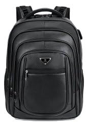 Mochila Unissex Em Couro Sintético Reforçado Para Notebook Trabalho Faculdade Viagem Resistente Grande (Preta)