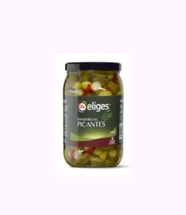 Banderillas Picantes, Eingelegte Scharfe Gemüsespieße in Glas, 1 KG Packung, Spanische Tapas Delikatessen