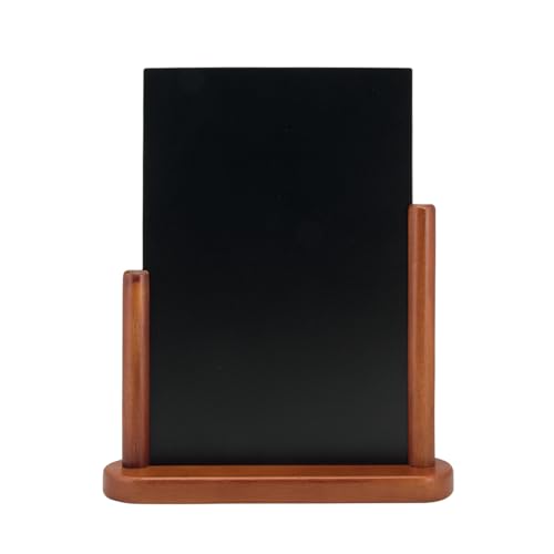 SECURIT - Tableau de Table - Ardoise Porte-Menu Double-Face - Finition Bois de Hêtre Laqué - Pour Café, Bar, Restaurant - 21 x 30 cm - Coloris Acajou
