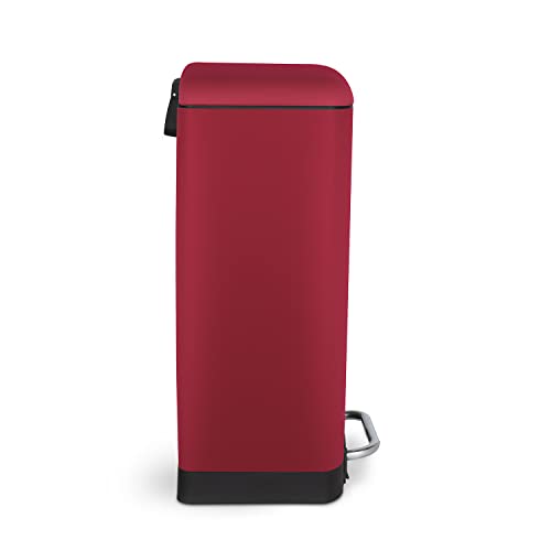 Les Collectors Mülleimer N°722, 30 L, passend für 30–50-Liter-Säcke, Küchen-Tretabfalleimer Edelstahl, Fassungsvermögen, herausnehmbarer Inneneimer, elegantes Design, mattes Finish, Rot