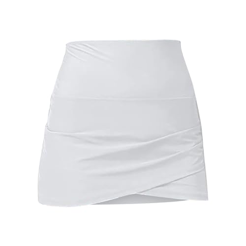 Generisch Baderöcke - Bañador de cintura alta para mujer con anillo cian N Roll, Blanco, XL