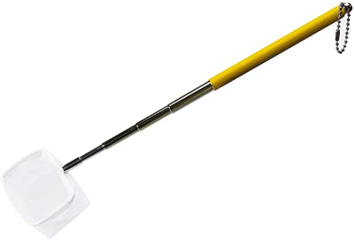 boxtech Fish Shrimp Skimming Net,Fine Mesh Extendable Stainless Steel Handle Fishing Net for Aquarium Fish Tank Pond Creek(Yellow)