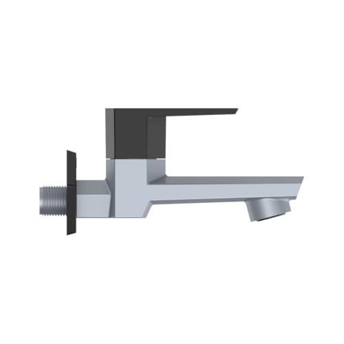 Image of RN Bib Cock Long Body Foam Flow Water Tap for Bathroom & Kitchen with Flange Superior Plastic Taps (PTMT) RNG2009B33 Metallic Grey-Black Dual | 15mm(1 /2 inch) Cartridge