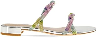 BCBGeneration Women's DASTIN Flat, Silver/Rainbow, 9.5 | Image 1