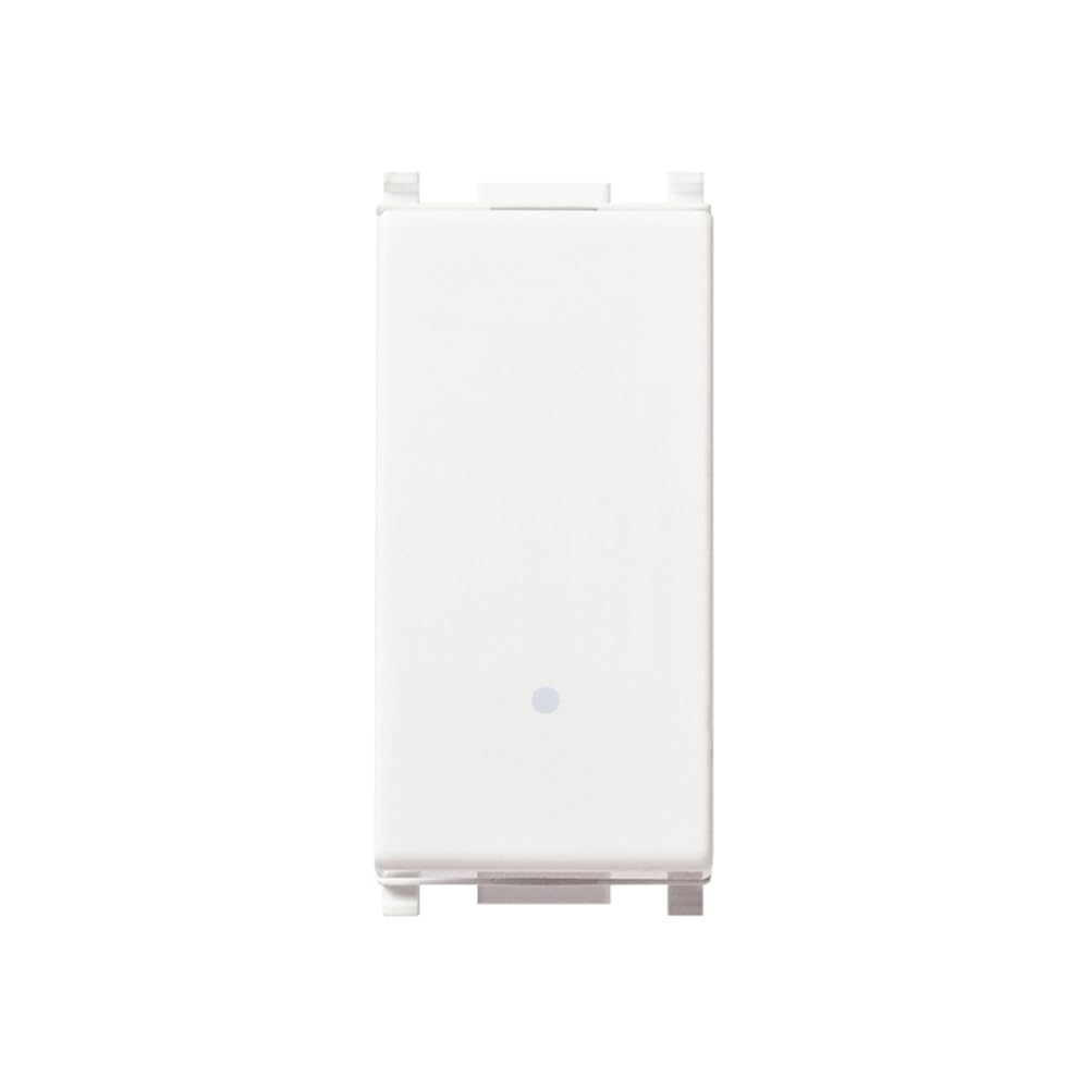 VIMAR 0R14001 Plana Interruttore 1P 16 AX 250 V, illuminabile, tasto sostituibile, bianco. Max 200 W per lampade con ballast integrato (IEC 60669-​1:​2017), 1 pezzo