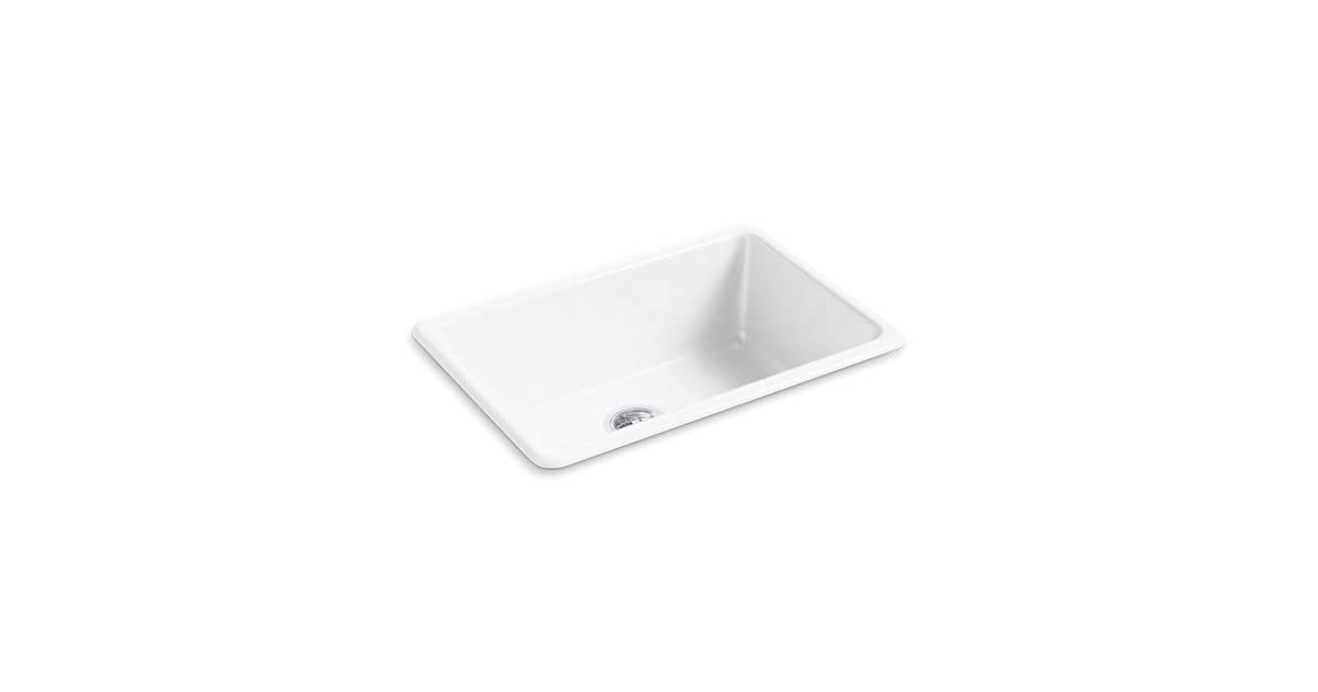 5708-0 Fregadero de baño de hierro fundido de hierro/tonos, 27 pulgadas x 18-3/4 pulgadas x 9-5/8 pulgadas, fregadero de cocina de un solo tazón de montaje superior o empotrado, blanco