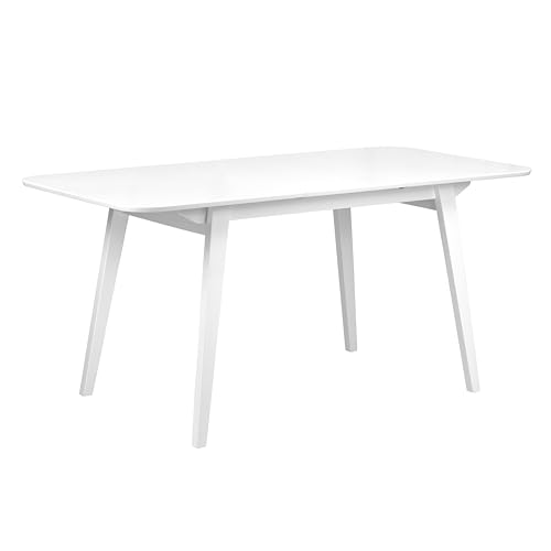 Totò Piccinni Tavolo Rettangolare ESTER allungabile in legno 120/160 x 80 x 76h design Sandinavo (Bianco)