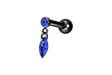 PIERCINGLINE Piercing de titanio con rosca interior Crystal Loval – Oro rosa, negro, dorado, plateado, Stablänge: 8mm, Titanio, Cristal