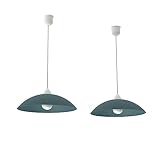 MATERIALI - 2x Lampade a sospensione dal design industriale realizzata in metallo rifinito con verniciatura blu opaco (codice colore RAL 19-4517 TCX).