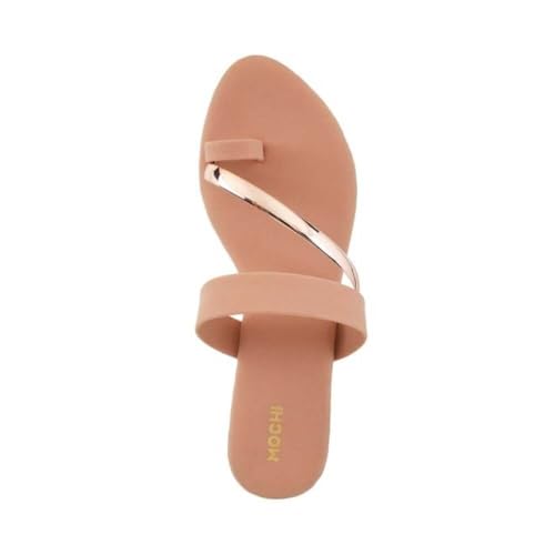 Image of Mochi Womens Solid One Toe Casual Flat Sandals Slide