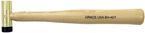 Grace USA 4 Ounce Brass Hammer with Delrin Tip Gunsmith Tools & Accessories Gun Care Woodworking Machinist Mechanic Made in USA (GRBH4DT)