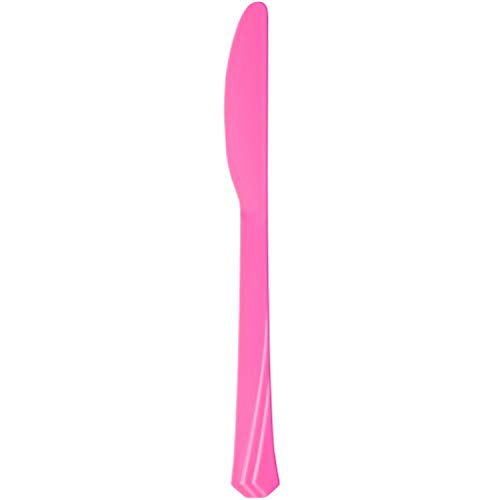 Tiger Chef Plastic Cutlery Set Heavy Duty Colored Plastic Silverware - Includes Forks, Teaspoons, and Knives (96, Hot Pink) - Thumbnail 2