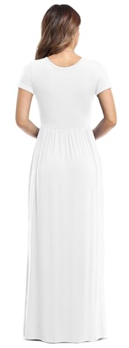 Image of VIISHOW Women's Short Sleeve Loose Plain Maxi Dresses Casual Long Dresses with Pockets