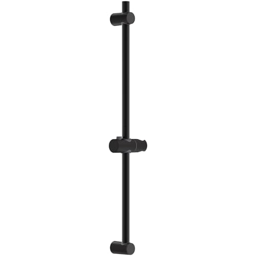 Auralum Barre de Douche 70 cm Inox Noir Support Douchette Réglable 360°Pivotant Fixation Murale par Perçage, Compatible Ø22 mm Universel